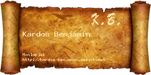 Kardos Benjámin névjegykártya